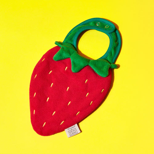 Bib-A-Deez Strawberry Drool Bib flat lay